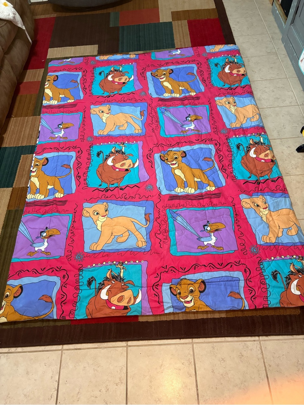 Vintage 1994 Disney The Lion King Twin Comforter - Reversible 90s Bedding Rare